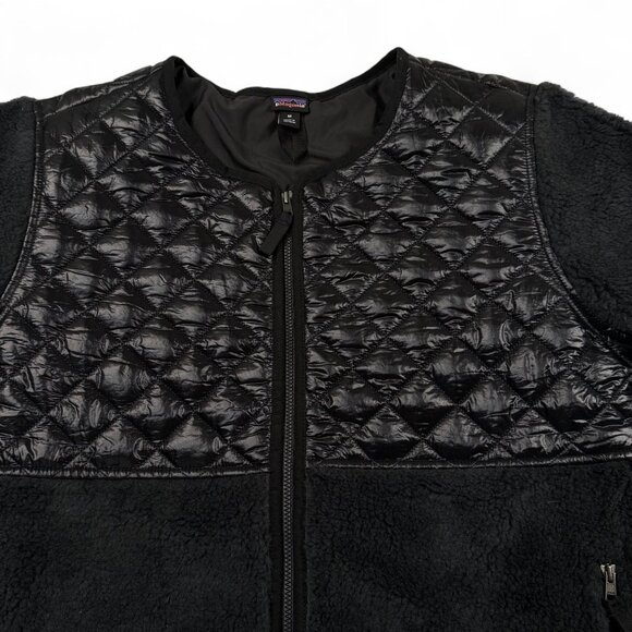 Patagonia‎ Recycled Sherpa Hybrid Jacket Womens Medium Black Fleece Quilted Wool - Picture 8 of 10